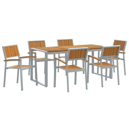 Conjunto de Comedor de Jardín de 7 Piezas de madera sólida de Acacia y Metal | Foro24.es | Tu tienda online para hogar, jardín y más Foro24.es