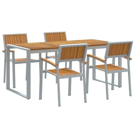 Set de Comedor de Jardín de 5 Piezas de Madera Sólida de Acacia y Metal | Foro24.es | Tu tienda online para hogar, jardín y más Foro24.es