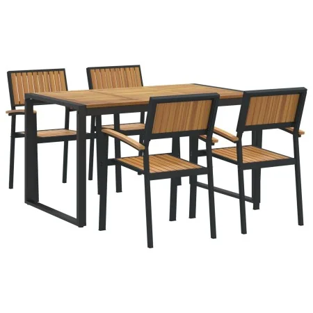 Conjunto de Comedor de Jardín de 5 Piezas de Madera Sólida de Acacia y Metal by , Garden tables - Ref: Foro24-3284383, Price:...