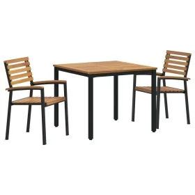 Set de Comedor Jardín 3 Piezas Madera Maciza y