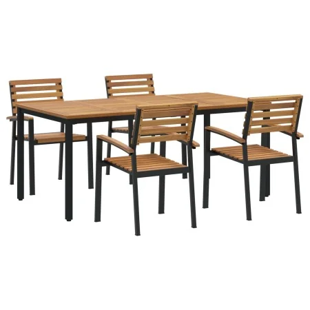 Set de Comedor de 5 Piezas de Madera Sólida de Acacia y Metal by , Garden tables - Ref: Foro24-3284401, Price: 547,63 €, Disc...