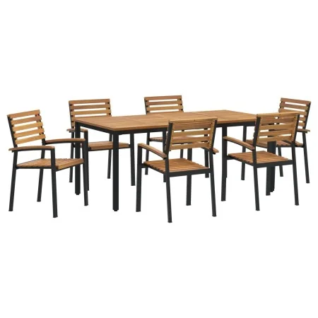 Conjunto de Comedor de Jardín de 7 Piezas de Madera Maciza de Acacia y Metal | Foro24.es | Tu tienda online para hogar, jardín y más Foro24.es