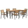 Conjunto de Comedor de Jardín de 7 Piezas de Madera Maciza de Acacia y Metal | Foro24.es | Tu tienda online para hogar, jardín y más Foro24.es