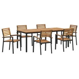 Juego de Comedor de Jardín de 7 Piezas de Madera