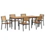Juego de Comedor de Jardín de 7 Piezas de Madera Sólida de Acacia y Metal by , Garden tables - Ref: Foro24-3284403, Price: 73...