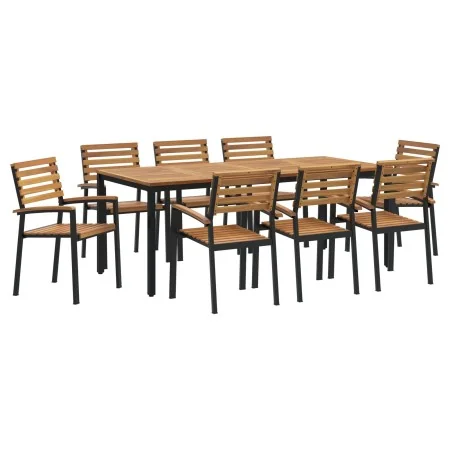 Juego de Comedor de Jardín de 9 Piezas de Madera Maciza de Acacia y Metal | Foro24.es | Tu tienda online para hogar, jardín y más Foro24.es