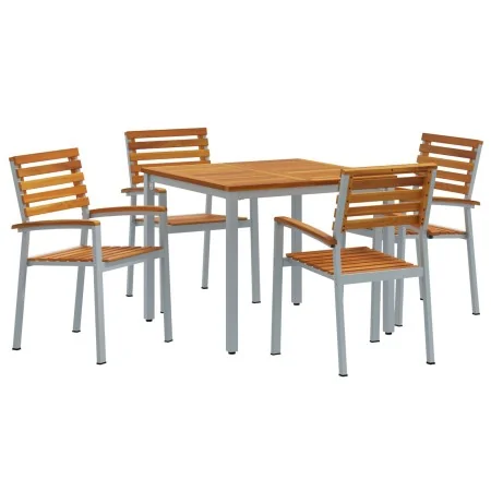 Set de Comedor de Jardín de 5 Piezas de madera maciza de acacia y metal | Foro24.es | Tu tienda online para hogar, jardín y más Foro24.es