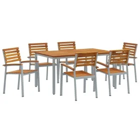 Conjunto de Comedor Jardín de 7 Piezas de Madera