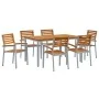 Conjunto de Comedor Jardín de 7 Piezas de Madera Sólida de Acacia y Metal | Foro24.es | Tu tienda online para hogar, jardín y más Foro24.es