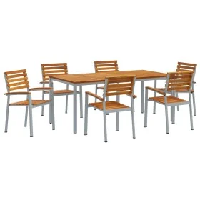 Juego de Comedor de Jardín de 7 Piezas de Madera
