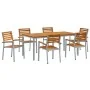 Juego de Comedor de Jardín de 7 Piezas de Madera Sólida de Acacia y Metal | Foro24.es | Tu tienda online para hogar, jardín y más Foro24.es