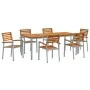 Conjunto de Comedor de Jardín de 7 Piezas de Madera Maciza de Acacia y Metal | Foro24.es | Tu tienda online para hogar, jardín y más Foro24.es