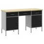 Set de escritorio y mesa de 3 piezas Negro Madera y Acero by , Work tables - Ref: Foro24-3321374, Price: 306,25 €, Discount: ...