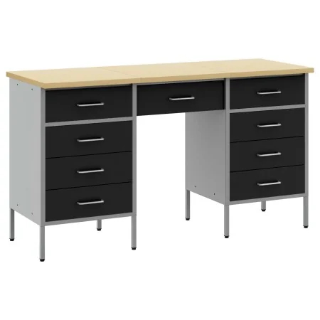 Juego de gabinete y mesa de trabajo de 3 piezas Negro de madera ingenierizada y acero | Foro24.es | Tu tienda online para hogar, jardín y más Foro24.es