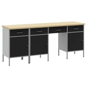 Conjunto de gabinete y mesa de trabajo de 4 piezas Negro Madera Ingenierizada y Acero von , Arbeitstische - Ref: Foro24-33213...