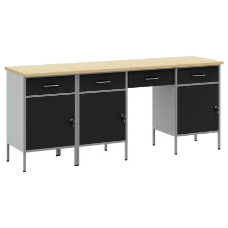 Conjunto de gabinete y mesa de trabajo de 4 piezas Negro Madera Ingenierizada y Acero von , Arbeitstische - Ref: Foro24-33213...