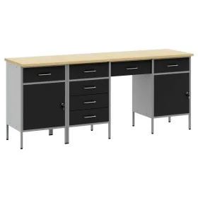 Set de gabinete de trabajo y mesa de 4 piezas en negro, madera de engineered y acero von , Arbeitstische - Ref: Foro24-332138...