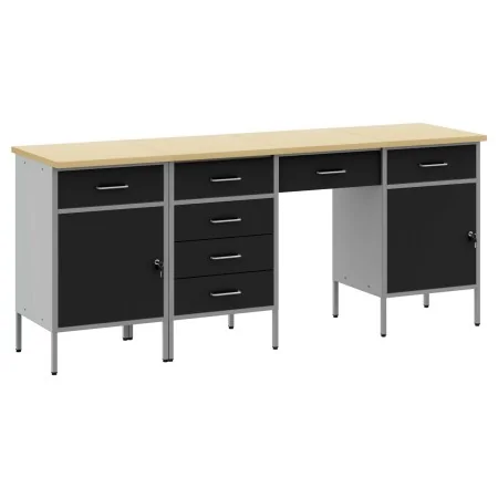 Set de gabinete de trabajo y mesa de 4 piezas en negro, madera de engineered y acero von , Arbeitstische - Ref: Foro24-332138...