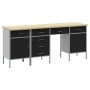 Set de gabinete de trabajo y mesa de 4 piezas en negro, madera de engineered y acero von , Arbeitstische - Ref: Foro24-332138...