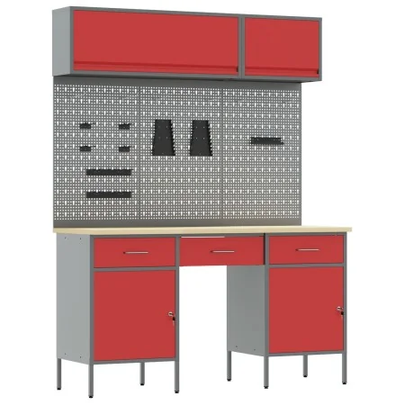 Conjunto de banco de trabajo de 8 piezas acero rojo | Foro24.es | Tu tienda online para hogar, jardín y más Foro24.es