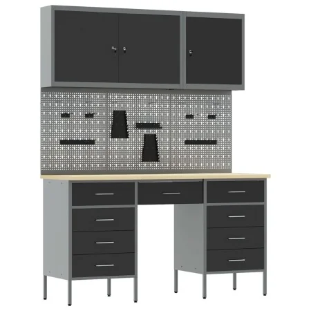 Conjunto de gabinete de trabajo y panel de clavijas de 8 piezas , Negro, MDF y Metal von , Arbeitstische - Ref: Foro24-332145...
