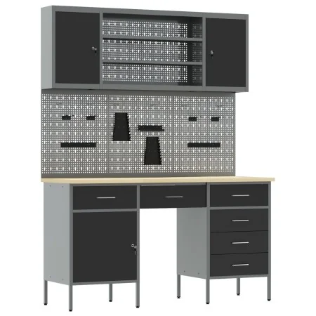 Conjunto de trabajo con panel perforado de 7 piezas en negro, de MDF y metal | Foro24.es | Tu tienda online para hogar, jardín y más Foro24.es
