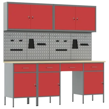 Set de Banco de Trabajo de 10 Piezas de en Acero Rojo by , Work tables - Ref: Foro24-3321471, Price: 616,24 €, Discount: -5%%