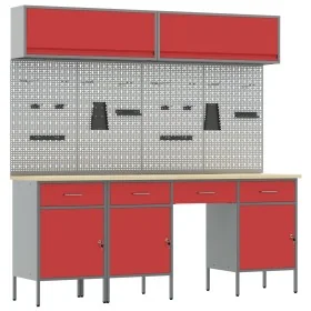 Set de Banco de Trabajo de 10 Piezas Acero Rojo