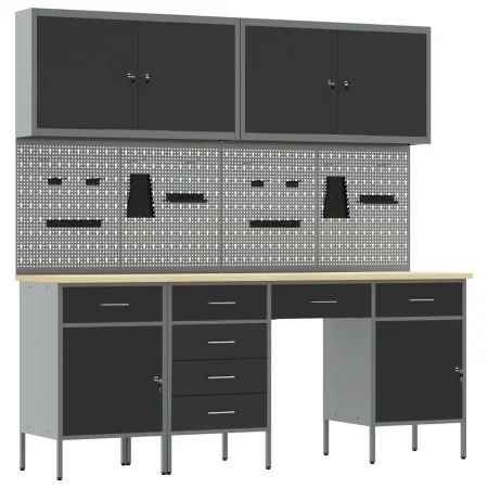 Conjunto de Banco de Trabajo de 10 Piezas de de Acero Negro | Foro24.es | Tu tienda online para hogar, jardín y más Foro24.es