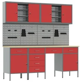 Set de Banco de Trabajo de 10 Piezas en Acero Rojo