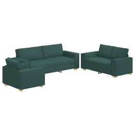 Juego de Sofá de 3 Piezas con Cojines Tela Verde