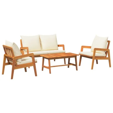 Conjunto de Bistro de 4 Piezas con Cojines de Madera Sólida de Acacia | Foro24.es | Tu tienda online para hogar, jardín y más Foro24.es