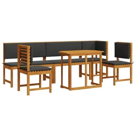 Juego de Comedor de Jardín de 6 Piezas con Cojines de Madera Sólida de Acacia | Foro24.es | Tu tienda online para hogar, jardín y más Foro24.es