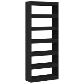 Estantería Negra Negro Madera 80 x 30 x 198 cm