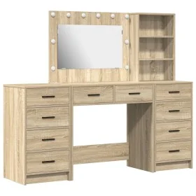 Set de tocador de 3 piezas con LED de madera de