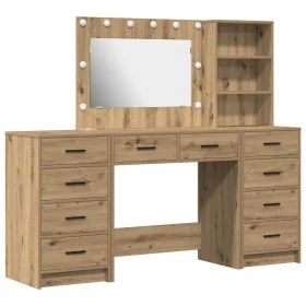 Juego de Mesa de Tocador de 3 Piezas con LED de Roble Artesanal y Madera de Buena Calidad von , Schlafzimmerkommoden - Ref: F...