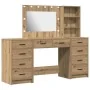 Juego de Mesa de Tocador de 3 Piezas con LED de Roble Artesanal y Madera de Buena Calidad de , Tocadores para dormitorios - R...