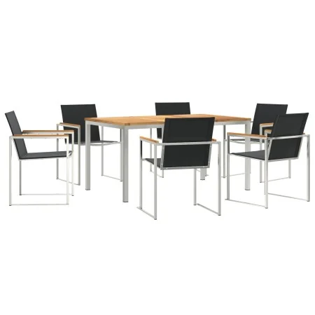 Juego de Comedor de Jardín de 7 Piezas Madera Maciza de Teca, Mesa de Comedor al Aire Libre 150x90x75 cm Madera Maciza de Teca | Foro24.es | Tu tienda online para hogar, jardín y más Foro24.es