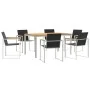 Juego de Comedor de Jardín de 7 Piezas Madera Maciza de Teca, Mesa de Comedor al Aire Libre 150x90x75 cm Madera Maciza de Teca | Foro24.es | Tu tienda online para hogar, jardín y más Foro24.es