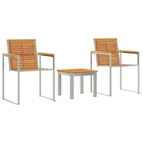 Tumbona con Sillas de Jardín 3 pcs de Madera