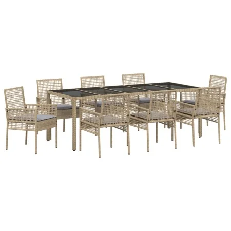 Juego de comedor de jardín de 9 piezas Beige Poliratán | Foro24.es | Tu tienda online para hogar, jardín y más Foro24.es