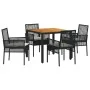 Juego de Comedor Set de 4 Negro Metal, Ratán Duradero | Foro24.es | Tu tienda online para hogar, jardín y más Foro24.es