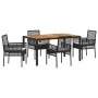 Juego de Comedor de Jardín de 5 Piezas con Cojines Negro Polirratán | Foro24.es | Tu tienda online para hogar, jardín y más Foro24.es