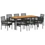 Conjunto de Comedor de Jardín de 9 Piezas con Cojines Negros de Rattan Sintético | Foro24.es | Tu tienda online para hogar, jardín y más Foro24.es
