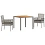 Juego de Comedor de Jardín de 3 Piezas con Cojines Gris Poliratán | Foro24.es | Tu tienda online para hogar, jardín y más Foro24.es