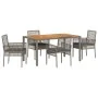 Conjunto de Comedor de Jardín de 5 Piezas con Cojines Gris Poliratán | Foro24.es | Tu tienda online para hogar, jardín y más Foro24.es