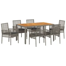 Juego de Comedor de 7 Piezas con Cojines en Gris