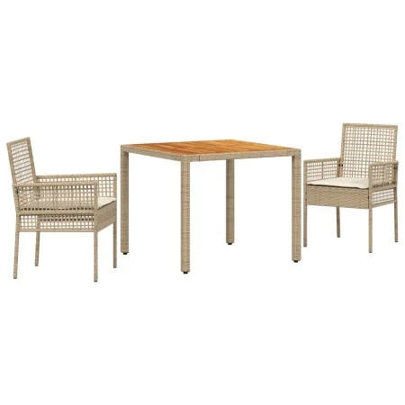 Juego de Comedor de Jardín de 3 Piezas con Cojines Beige de Ratán Poliéster | Foro24.es | Tu tienda online para hogar, jardín y más Foro24.es