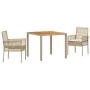 Juego de Comedor de Jardín de 3 Piezas con Cojines Beige de Ratán Poliéster | Foro24.es | Tu tienda online para hogar, jardín y más Foro24.es