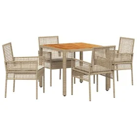 Conjunto de Comedor de Jardín de 5 Piezas con Cojines Beige de Ratán by , Garden chairs - Ref: Foro24-3334918, Price: 343,22 ...